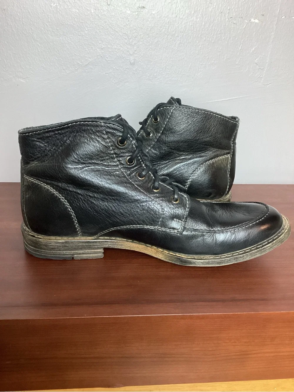 Men's Bed Stu Black Leather Lace-Up Ankle Boots Size 10.5
